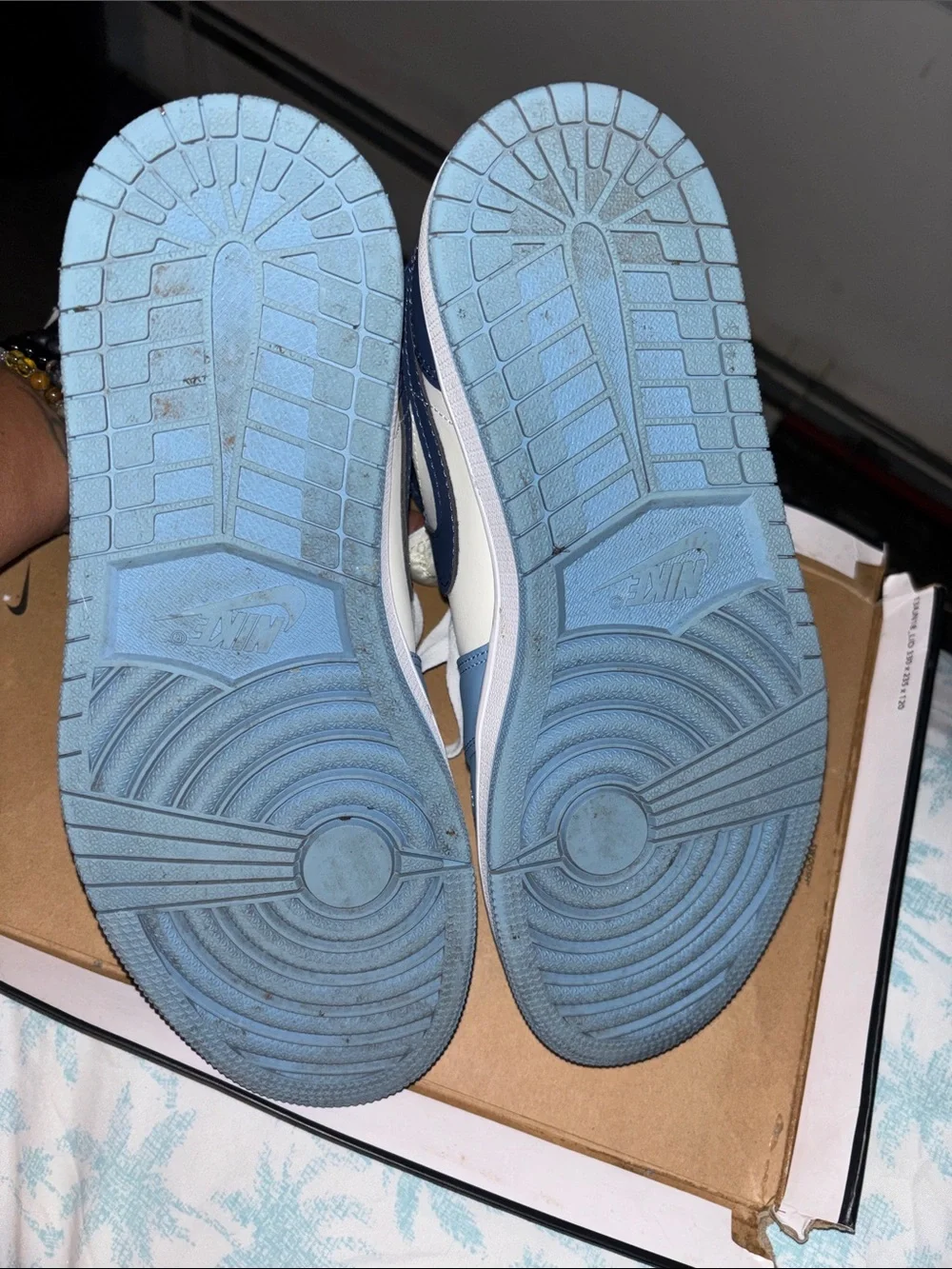 Jordan High-Top Sneakers in Light Blue, Navy and White